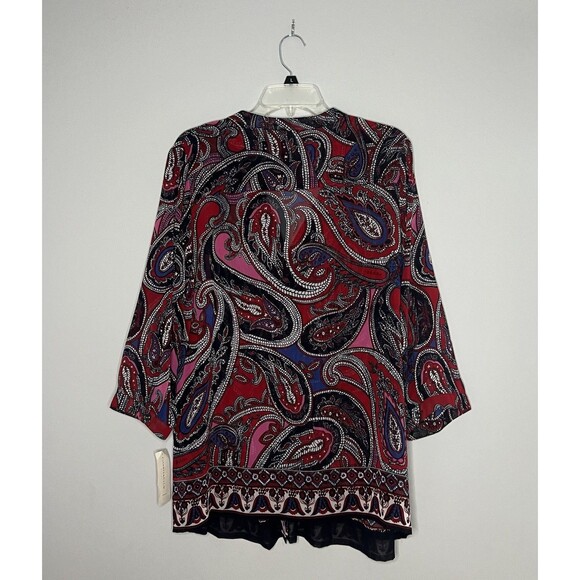 Charter Club Relaxed Women’s Blouse Button Up Shirt Size 1X Paisley Pleated - Picture 2 of 7